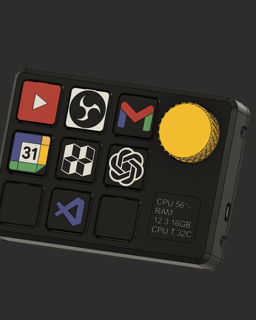 Il Console Deck PRO, i tasti con le icone e la manopola gialla